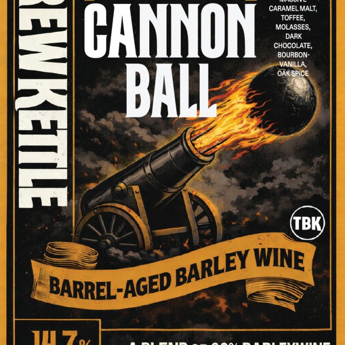 An image of Carnival Cannonball, a barrel-aged barleywine with dark stone fruits and roasted malt fl.